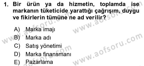 Marka İletişimi Tasarımı ve Uygulamaları Dersi 2021 - 2022 Yılı (Vize) Ara Sınav Soruları 1. Soru