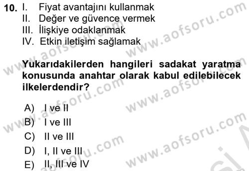 Marka İletişimi Tasarımı ve Uygulamaları Dersi 2021 - 2022 Yılı (Vize) Ara Sınav Soruları 10. Soru