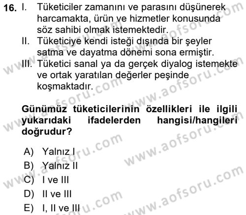 Marka İletişimi Tasarımı ve Uygulamaları Dersi 2021 - 2022 Yılı (Vize) Ara Sınav Soruları 16. Soru