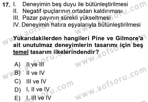 Marka İletişimi Tasarımı ve Uygulamaları Dersi 2021 - 2022 Yılı (Vize) Ara Sınav Soruları 17. Soru