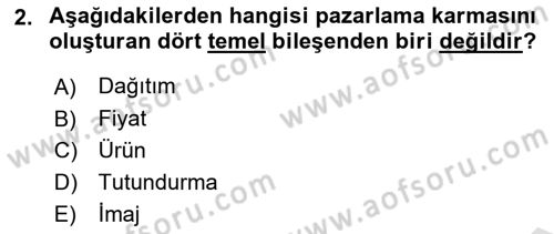Marka İletişimi Tasarımı ve Uygulamaları Dersi 2021 - 2022 Yılı (Vize) Ara Sınav Soruları 2. Soru