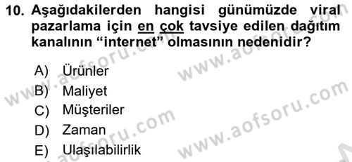 Marka İletişimi Tasarımı ve Uygulamaları Dersi 2021 - 2022 Yılı (Final) Dönem Sonu Sınav Soruları 10. Soru