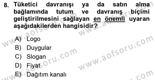 Marka İletişimi Tasarımı ve Uygulamaları Dersi 2021 - 2022 Yılı (Final) Dönem Sonu Sınav Soruları 8. Soru
