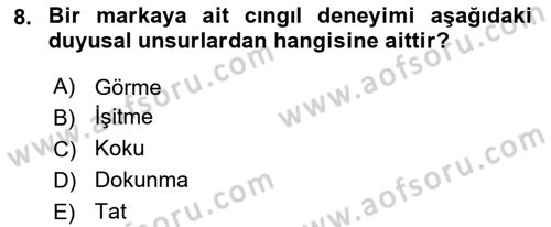 Marka İletişimi Tasarımı ve Uygulamaları Dersi 2021 - 2022 Yılı Yaz Okulu Sınav Soruları 8. Soru
