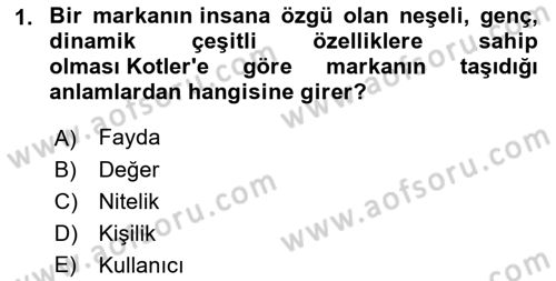 Marka İletişimi Tasarımı ve Uygulamaları Dersi 2022 - 2023 Yılı Yaz Okulu Sınav Soruları 1. Soru