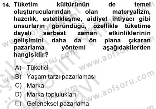 Marka İletişimi Tasarımı ve Uygulamaları Dersi 2022 - 2023 Yılı Yaz Okulu Sınav Soruları 14. Soru