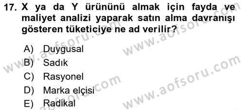 Marka İletişimi Tasarımı ve Uygulamaları Dersi 2022 - 2023 Yılı Yaz Okulu Sınav Soruları 17. Soru