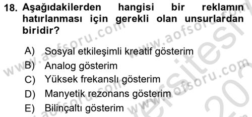 Marka İletişimi Tasarımı ve Uygulamaları Dersi 2022 - 2023 Yılı Yaz Okulu Sınav Soruları 18. Soru