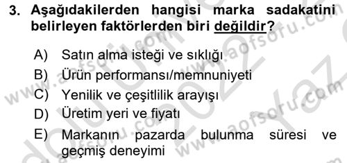 Marka İletişimi Tasarımı ve Uygulamaları Dersi 2022 - 2023 Yılı Yaz Okulu Sınav Soruları 3. Soru