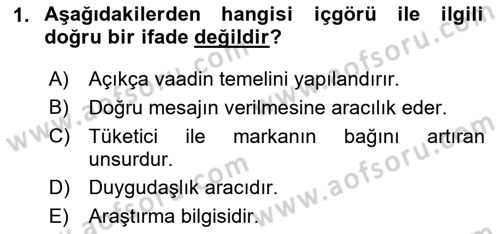 Marka İletişimi Tasarımı ve Uygulamaları Dersi 2023 - 2024 Yılı (Vize) Ara Sınav Soruları 1. Soru