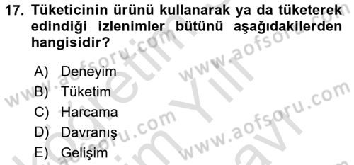 Marka İletişimi Tasarımı ve Uygulamaları Dersi 2023 - 2024 Yılı (Vize) Ara Sınav Soruları 17. Soru
