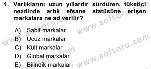 Marka İletişimi Tasarımı ve Uygulamaları Dersi 2023 - 2024 Yılı (Final) Dönem Sonu Sınav Soruları 1. Soru