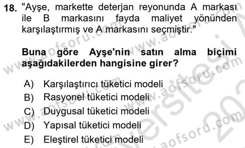 Marka İletişimi Tasarımı ve Uygulamaları Dersi 2023 - 2024 Yılı (Final) Dönem Sonu Sınav Soruları 18. Soru