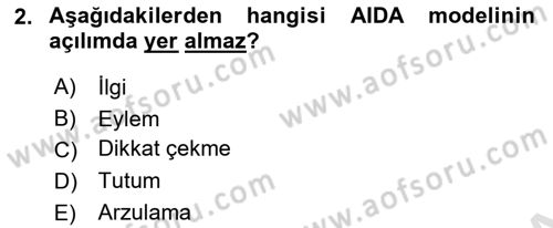 Marka İletişimi Tasarımı ve Uygulamaları Dersi 2023 - 2024 Yılı (Final) Dönem Sonu Sınav Soruları 2. Soru