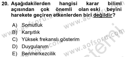 Marka İletişimi Tasarımı ve Uygulamaları Dersi 2023 - 2024 Yılı (Final) Dönem Sonu Sınav Soruları 20. Soru