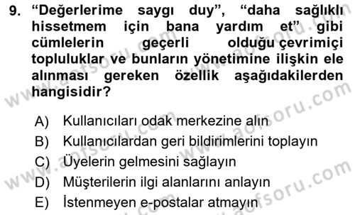 Marka İletişimi Tasarımı ve Uygulamaları Dersi 2023 - 2024 Yılı (Final) Dönem Sonu Sınav Soruları 9. Soru