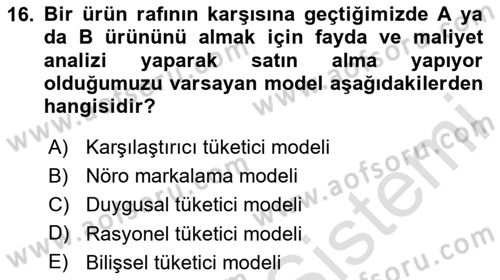 Marka İletişimi Tasarımı ve Uygulamaları Dersi 2023 - 2024 Yılı Yaz Okulu Sınav Soruları 16. Soru