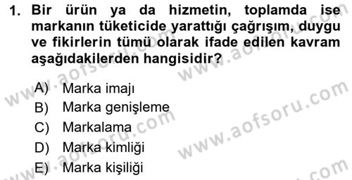 Marka İletişimi Tasarımı ve Uygulamaları Dersi 2024 - 2025 Yılı (Vize) Ara Sınav Soruları 1. Soru