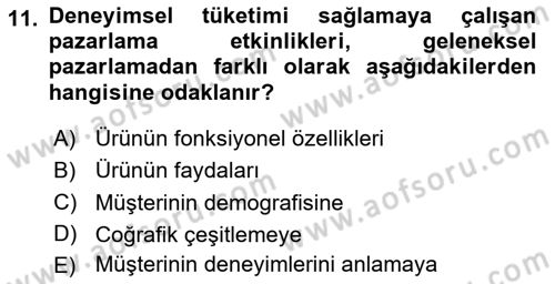 Marka İletişimi Tasarımı ve Uygulamaları Dersi 2024 - 2025 Yılı (Vize) Ara Sınav Soruları 11. Soru