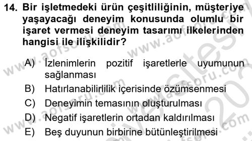 Marka İletişimi Tasarımı ve Uygulamaları Dersi 2024 - 2025 Yılı (Vize) Ara Sınav Soruları 14. Soru