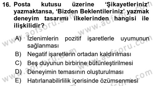 Marka İletişimi Tasarımı ve Uygulamaları Dersi 2024 - 2025 Yılı (Vize) Ara Sınav Soruları 16. Soru