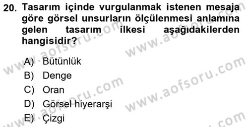 Marka İletişimi Tasarımı ve Uygulamaları Dersi 2024 - 2025 Yılı (Vize) Ara Sınav Soruları 20. Soru