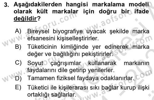 Marka İletişimi Tasarımı ve Uygulamaları Dersi 2024 - 2025 Yılı (Vize) Ara Sınav Soruları 3. Soru