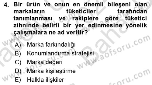 Marka İletişimi Tasarımı ve Uygulamaları Dersi 2024 - 2025 Yılı (Vize) Ara Sınav Soruları 4. Soru