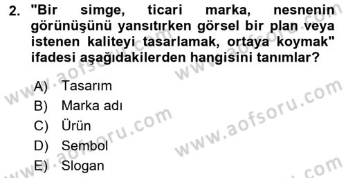 Marka İletişimi Tasarımı ve Uygulamaları Dersi 2024 - 2025 Yılı (Final) Dönem Sonu Sınav Soruları 2. Soru