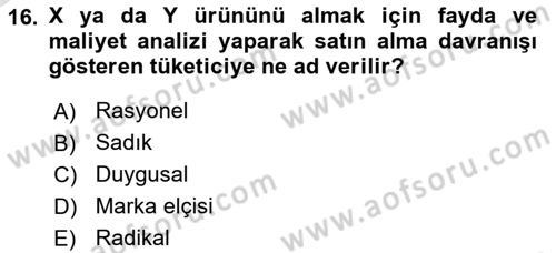 Marka İletişimi Tasarımı ve Uygulamaları Dersi 2024 - 2025 Yılı Yaz Okulu Sınav Soruları 16. Soru