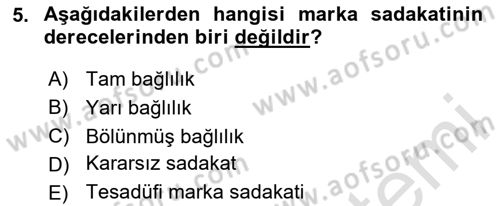 Marka İletişimi Tasarımı ve Uygulamaları Dersi 2024 - 2025 Yılı Yaz Okulu Sınav Soruları 5. Soru