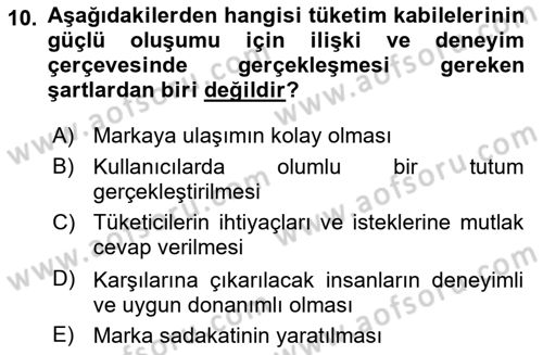 Marka İletişimi Tasarımı ve Uygulamaları Dersi 2025 - 2026 Yılı (Final) Dönem Sonu Sınav Soruları 10. Soru