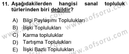 Marka İletişimi Tasarımı ve Uygulamaları Dersi 2025 - 2026 Yılı (Final) Dönem Sonu Sınav Soruları 11. Soru