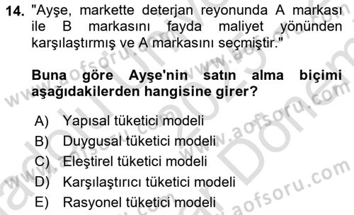 Marka İletişimi Tasarımı ve Uygulamaları Dersi 2025 - 2026 Yılı (Final) Dönem Sonu Sınav Soruları 14. Soru