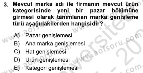 Marka İletişimi Tasarımı ve Uygulamaları Dersi 2025 - 2026 Yılı (Final) Dönem Sonu Sınav Soruları 3. Soru
