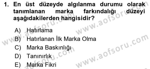 Marka İletişimi Tasarımı ve Uygulamaları Dersi 2025 - 2026 Yılı Yaz Okulu Sınav Soruları 1. Soru