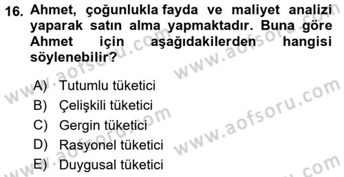 Marka İletişimi Tasarımı ve Uygulamaları Dersi 2025 - 2026 Yılı Yaz Okulu Sınav Soruları 16. Soru
