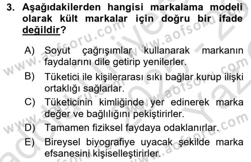 Marka İletişimi Tasarımı ve Uygulamaları Dersi 2025 - 2026 Yılı Yaz Okulu Sınav Soruları 3. Soru