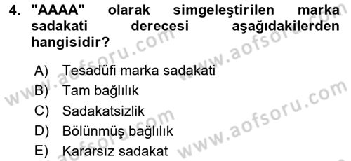 Marka İletişimi Tasarımı ve Uygulamaları Dersi 2025 - 2026 Yılı Yaz Okulu Sınav Soruları 4. Soru