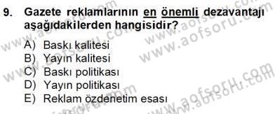 Reklamda Yaratıcılık ve Yazarlık Dersi 2012 - 2013 Yılı (Final) Dönem Sonu Sınav Soruları 9. Soru