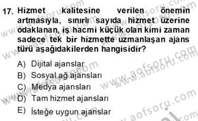 Reklamda Yaratıcılık ve Yazarlık Dersi 2013 - 2014 Yılı (Final) Dönem Sonu Sınav Soruları 17. Soru