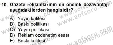 Reklamda Yaratıcılık ve Yazarlık Dersi 2014 - 2015 Yılı (Final) Dönem Sonu Sınav Soruları 10. Soru