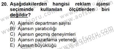 Reklamda Yaratıcılık ve Yazarlık Dersi 2014 - 2015 Yılı (Final) Dönem Sonu Sınav Soruları 20. Soru