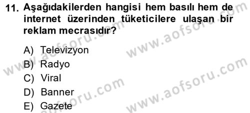 Reklamda Yaratıcılık ve Yazarlık Dersi 2014 - 2015 Yılı Tek Ders Sınavı 11. Soru