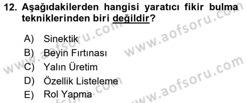 Reklamda Yaratıcılık ve Yazarlık Dersi 2015 - 2016 Yılı (Vize) Ara Sınav Soruları 12. Soru