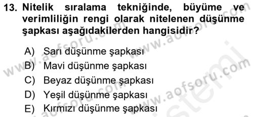 Reklamda Yaratıcılık ve Yazarlık Dersi 2015 - 2016 Yılı (Vize) Ara Sınav Soruları 13. Soru