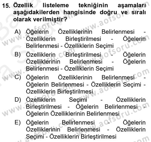 Reklamda Yaratıcılık ve Yazarlık Dersi 2015 - 2016 Yılı (Vize) Ara Sınav Soruları 15. Soru