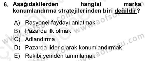 Reklamda Yaratıcılık ve Yazarlık Dersi 2015 - 2016 Yılı (Vize) Ara Sınav Soruları 6. Soru