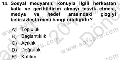 Reklamda Yaratıcılık ve Yazarlık Dersi 2015 - 2016 Yılı (Final) Dönem Sonu Sınav Soruları 14. Soru