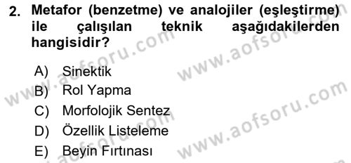 Reklamda Yaratıcılık ve Yazarlık Dersi 2015 - 2016 Yılı (Final) Dönem Sonu Sınav Soruları 2. Soru